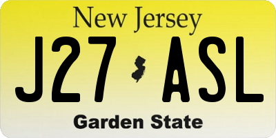 NJ license plate J27ASL
