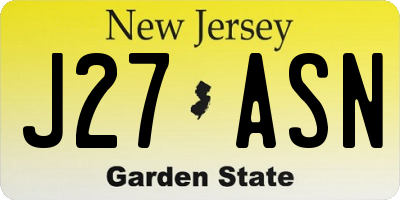 NJ license plate J27ASN