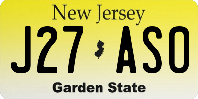 NJ license plate J27ASO