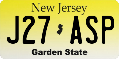 NJ license plate J27ASP