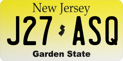 NJ license plate J27ASQ