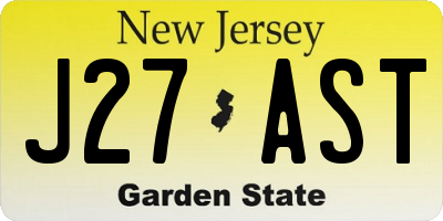 NJ license plate J27AST
