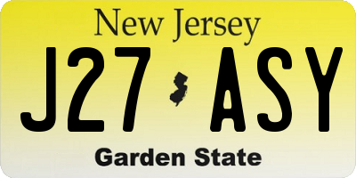 NJ license plate J27ASY