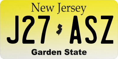 NJ license plate J27ASZ