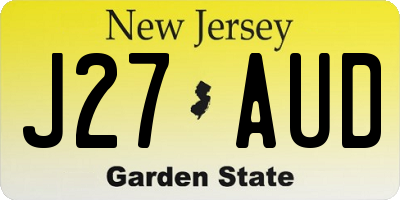 NJ license plate J27AUD