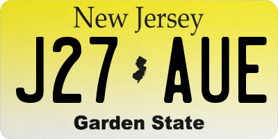 NJ license plate J27AUE