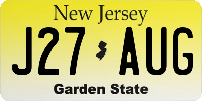 NJ license plate J27AUG