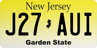 NJ license plate J27AUI