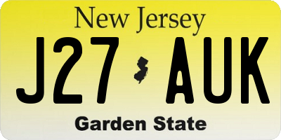NJ license plate J27AUK