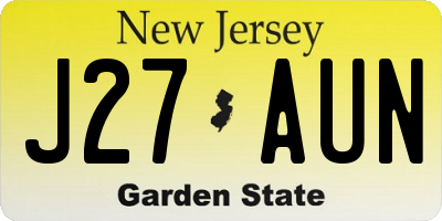 NJ license plate J27AUN