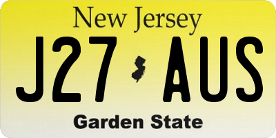 NJ license plate J27AUS