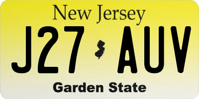 NJ license plate J27AUV