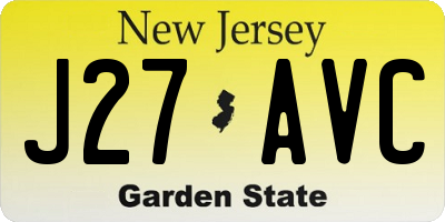 NJ license plate J27AVC