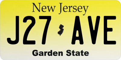 NJ license plate J27AVE