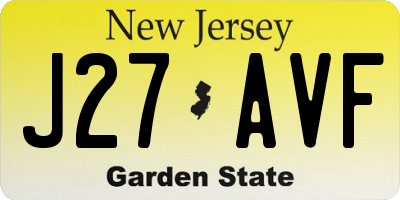 NJ license plate J27AVF