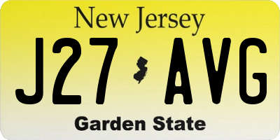 NJ license plate J27AVG