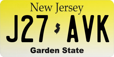 NJ license plate J27AVK