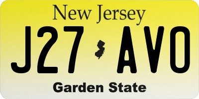 NJ license plate J27AVO