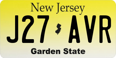 NJ license plate J27AVR