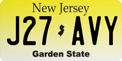 NJ license plate J27AVY