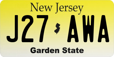 NJ license plate J27AWA