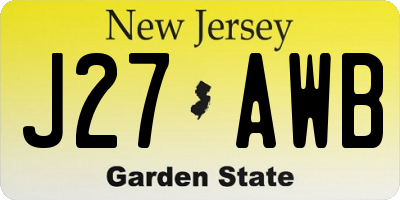 NJ license plate J27AWB