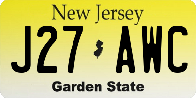 NJ license plate J27AWC