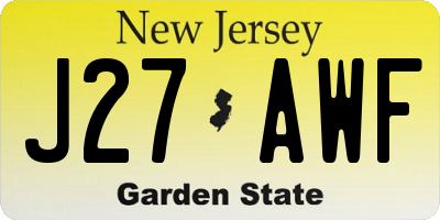 NJ license plate J27AWF