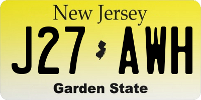 NJ license plate J27AWH