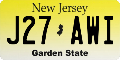 NJ license plate J27AWI