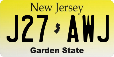 NJ license plate J27AWJ