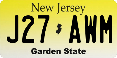 NJ license plate J27AWM