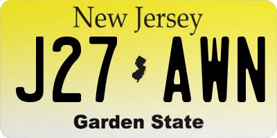 NJ license plate J27AWN