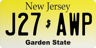 NJ license plate J27AWP