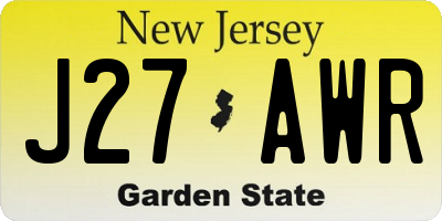 NJ license plate J27AWR