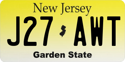 NJ license plate J27AWT
