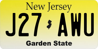 NJ license plate J27AWU