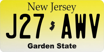 NJ license plate J27AWV
