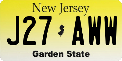 NJ license plate J27AWW
