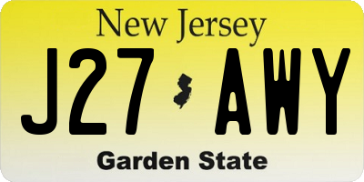 NJ license plate J27AWY