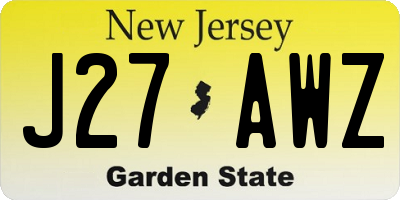 NJ license plate J27AWZ