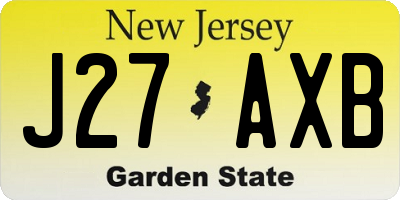 NJ license plate J27AXB