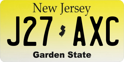 NJ license plate J27AXC
