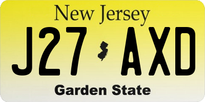 NJ license plate J27AXD