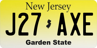 NJ license plate J27AXE