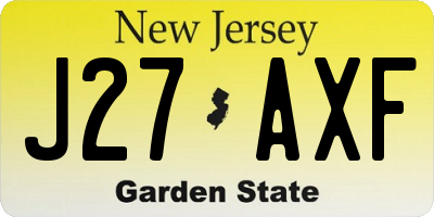 NJ license plate J27AXF