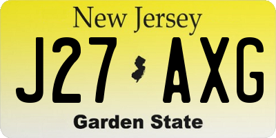 NJ license plate J27AXG
