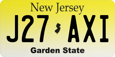 NJ license plate J27AXI