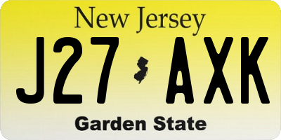 NJ license plate J27AXK