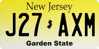 NJ license plate J27AXM
